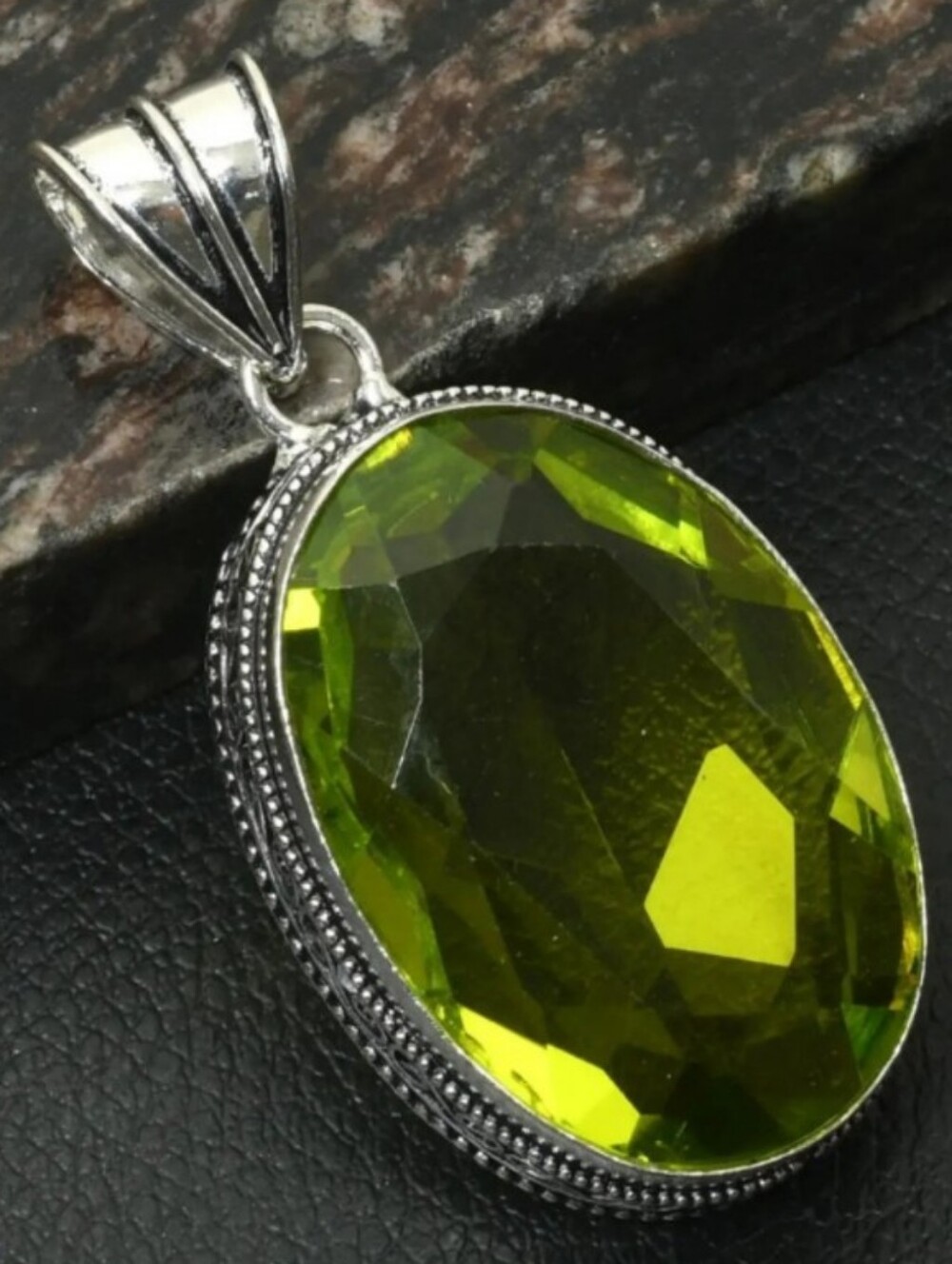 Peridot Gemstone Jewelry Handmade Antique Design Pendant Necklace